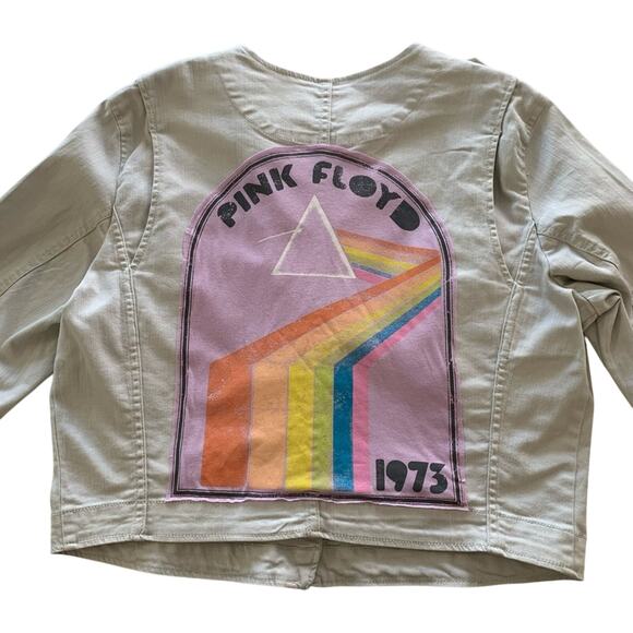 Via Penny Lane Reworked Apparel | Pink Floyd Graphic Denim Blazer Jacket XL - Picture 7 of 9